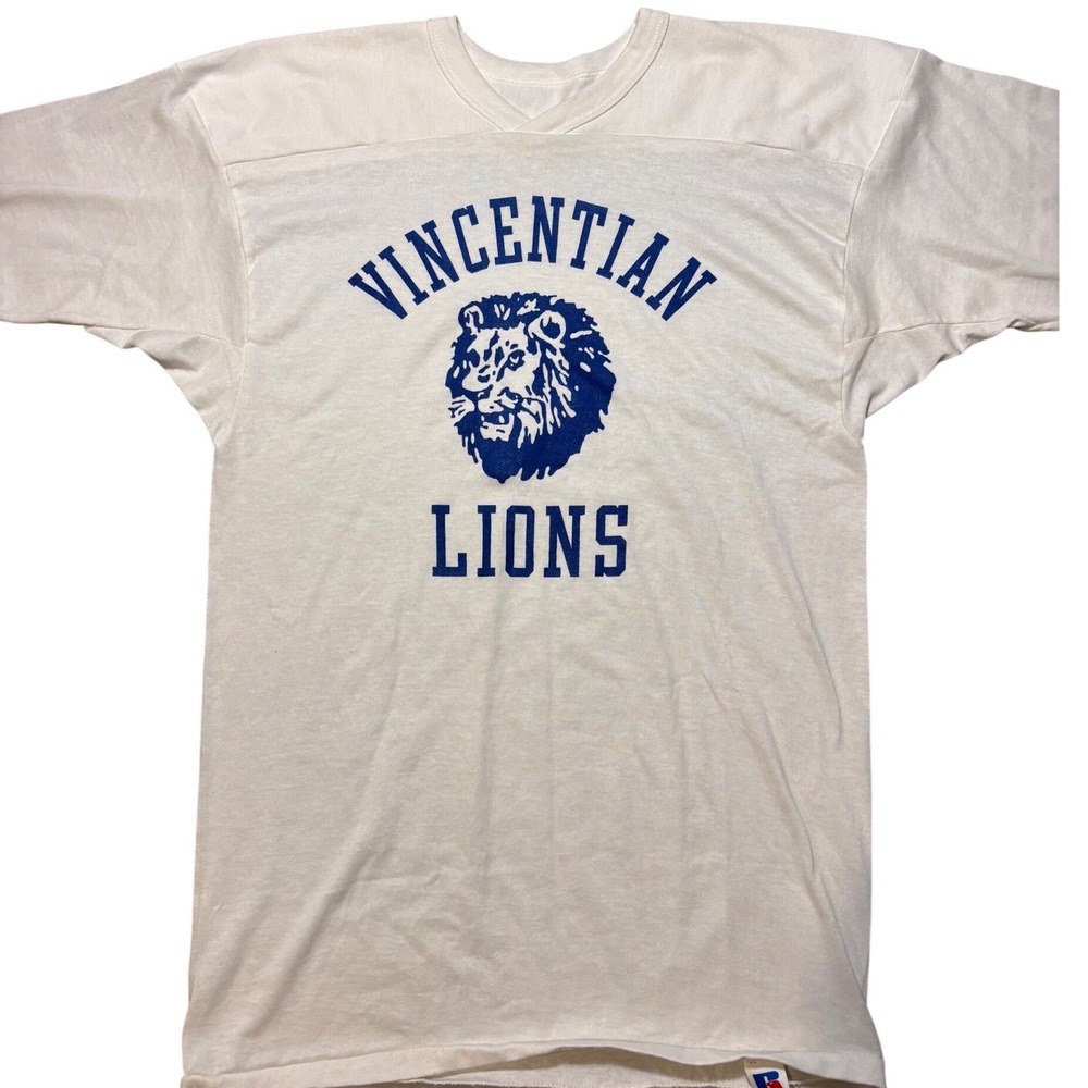 Vintage Russell USA Vincentian Lions Athletics Shirt L Single Stitch 80s 90s